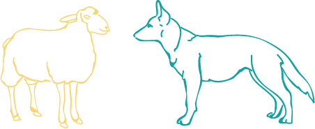 Dessin d'un mouton et d'un chien